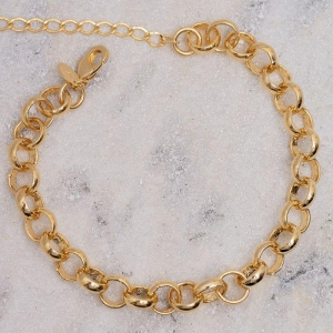 PULSEIRA ELO PORTUGUÊS M 6MM BANHO OURO 18K