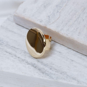 ANEL GRANDE REDONDO LISO BANHO OURO 18K