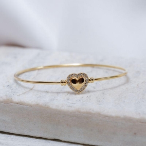 BRACELETE CORAÇÃO MONTAGEM BANHO OURO 18K