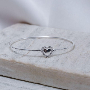 BRACELETE CORAÇÃO MONTAGEM BANHO PRATA