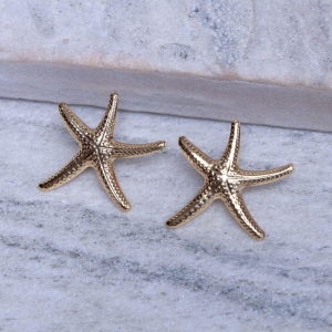 BRINCO ESTRELA DO MAR TRABALHADA BANHO OURO 18K