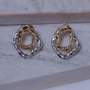 BRINCO ORGÂNICO MONTAGEM COM RÓDIO BRANCO BANHO OURO 18K