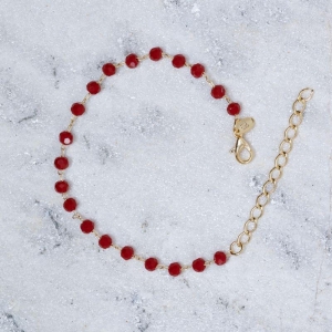 PULSEIRA BOLINHAS VINHO BANHO OURO 18K