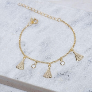 PULSEIRA NOSSA SENHORA COM CRISTAIS BANHO OURO 18K