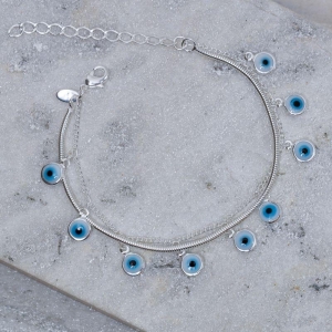 PULSEIRA OLHO GREGO DUPLA BANHO PRATA