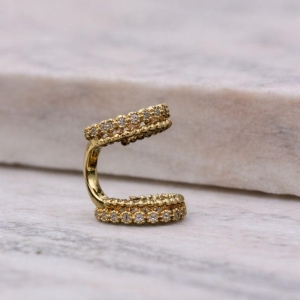 BRINCO FAKE ZIRCÔNIAS BANHO OURO 18K