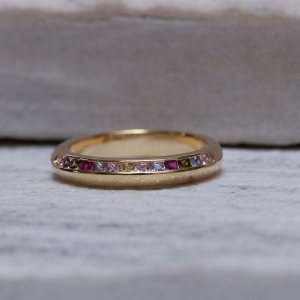 ANEL APARADOR DE ALIANÇA COLORIDO BANHO OURO 18K