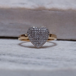 ANEL CORAÇÃO COM CANETA RÓDIO BRANCO BANHO OURO 18K