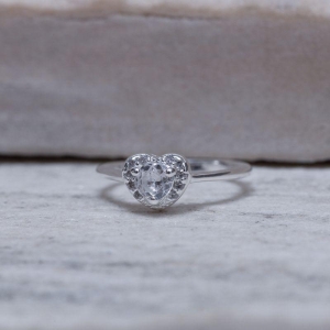 ANEL FALANGE CORAÇÃO CRISTAL BANHO PRATA