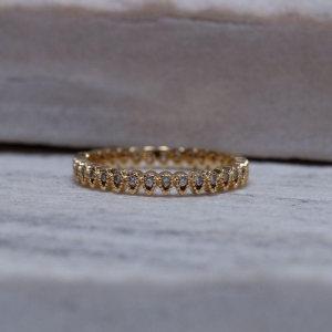 ANEL MINI GOTINHAS COM ZIRCÔNIAS BANHO OURO 18K