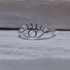 ANEL OLHO GREGO LISO BANHO PRATA