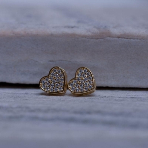 BRINCO CORAÇÃO CRAVEJADO BANHO OURO 18K