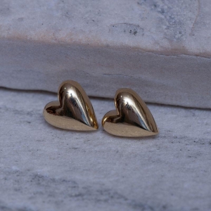 BRINCO CORAÇÃO LISO ABAULADO BANHO OURO 18K