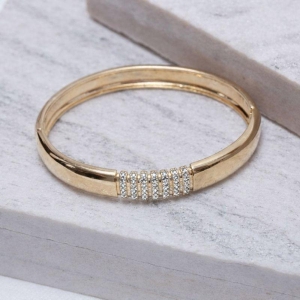 BRACELETE COM ZIRCÔNIAS CRISTAIS BANHO OURO 18K