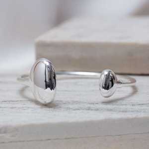 BRACELETE ORGÂNICO OVAL DUPLO BANHO PRATA