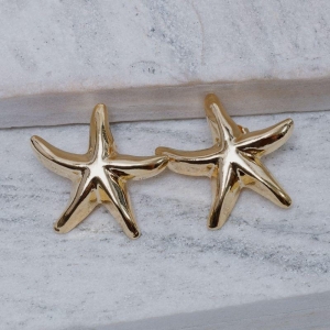 BRINCO ESTRELA DO MAR LISA BANHO OURO 18K