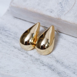 BRINCO GOTA MÉDIA ABAULADA BANHO OURO 18K