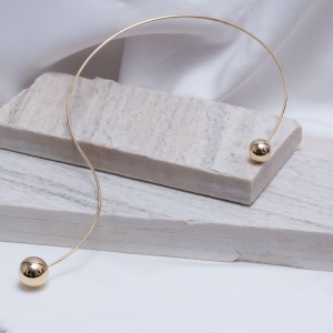 COLAR ARO DUPLO BOLA BANHO OURO 18K