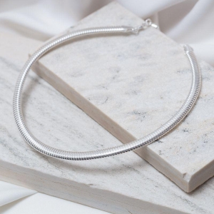 COLAR ARO MALHA LISO BANHO PRATA