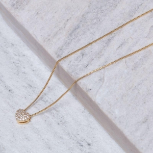 COLAR PINGENTE CORAÇÃO COM ZIRCÔNIAS BANHO OURO 18K