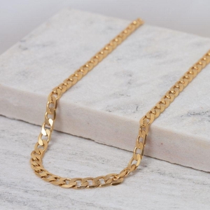 CORRENTE MASCULINA ELOS GRUMET FECHO GAVETA BANHO OURO 18K