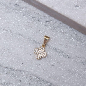 PINGENTE TREVO CRAVEJADO PP BANHO OURO 18K