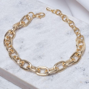 PULSEIRA CORRENTE GRANDE RISCADA BANHO OURO 18K