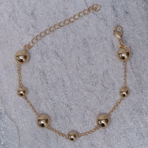 PULSEIRA BOLINHAS G LISAS BANHO OURO 18K