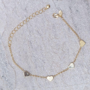 PULSEIRA CORAÇÕES LISOS BANHO OURO 18K