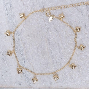 TORNOZELEIRA CORAÇÕES LISOS BANHO OURO 18K