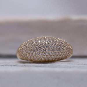 ANEL ABAULADO CRAVEJADO BANHO OURO 18K