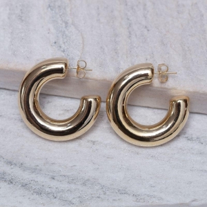 BRINCO ARGOLA ABAULADO GROSSA BANHO OURO 18K