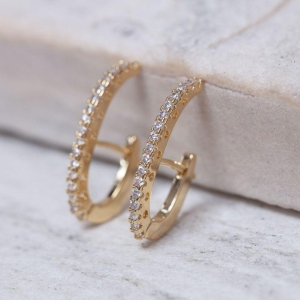 BRINCO ARGOLA EAR CUFF CRAVEJADA BANHO OURO 18K