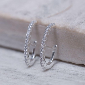 BRINCO ARGOLA EAR CUFF CRAVEJADA BANHO PRATA