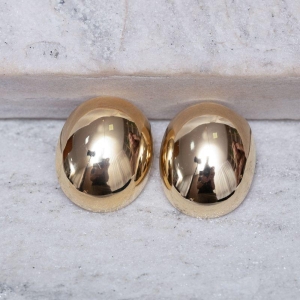 BRINCO BOTÃO ABAULADO LISO BANHO OURO 18K