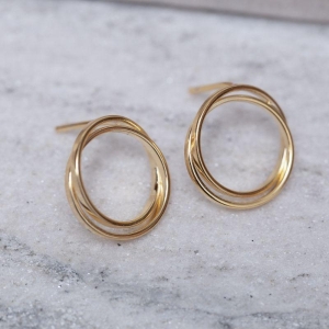 BRINCO CÍRCULO DUPLO BANHO OURO 18K