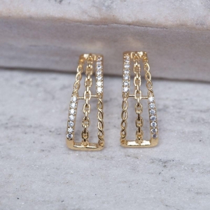 BRINCO EAR CUFF ELOS BANHO OURO 18K