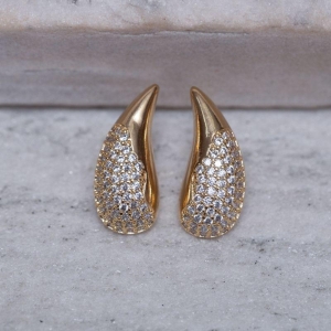 BRINCO GOTINHA CRAVEJADA BANHO OURO 18K