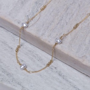 CHOKER PÉROLAS E BOLINHAS BANHO OURO 18K
