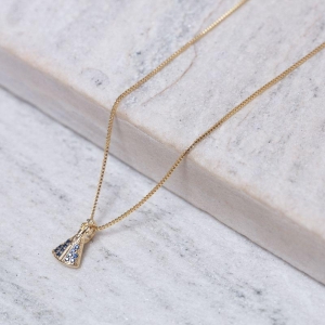 COLAR NOSSA SENHORA P MANTO AZUL BANHO OURO 18K