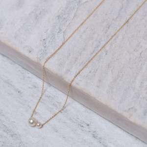COLAR PÉROLA DUPLA BANHO OURO 18K