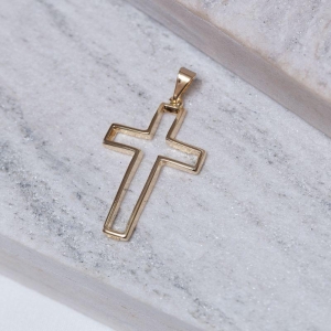 PINGENTE CRUZ VAZADA BANHO OURO 18K