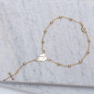 PULSEIRA TERÇO NOSSA SENHORA BANHO OURO 18K