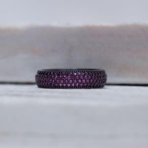 ANEL CRAVEJADO PINK BANHO RÓDIO NEGRO