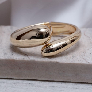BRACELETE ABAULADO ABERTO BANHO OURO 18K