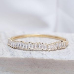 BRACELETE COM ZIRCÔNIAS CRISTAIS BANHO OURO 18K