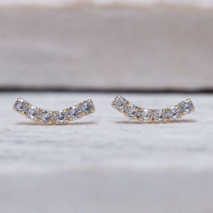 BRINCO EAR CUFF DELICADO CRISTAL BANHO OURO 18K
