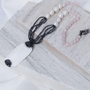 COLAR MIX DE PÉROLAS BANHO RÓDIO NEGRO