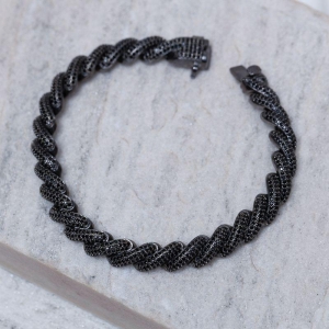PULSEIRA COM ZIRCÔNIAS NEGRAS BANHO RÓDIO NEGRO