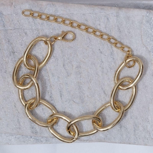 PULSEIRA ELOS CORRENTE GRANDE OVAL BANHO OURO 18K